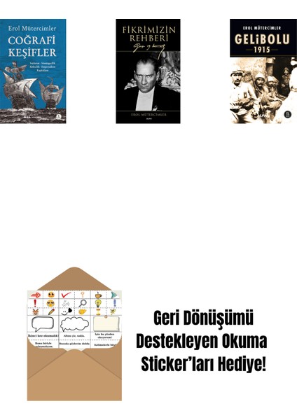 Coğrafi Keşifler + Fikrimizin Rehberi (Ciltli) + Gelibolu 1915 + Okuma Sticker'ları
