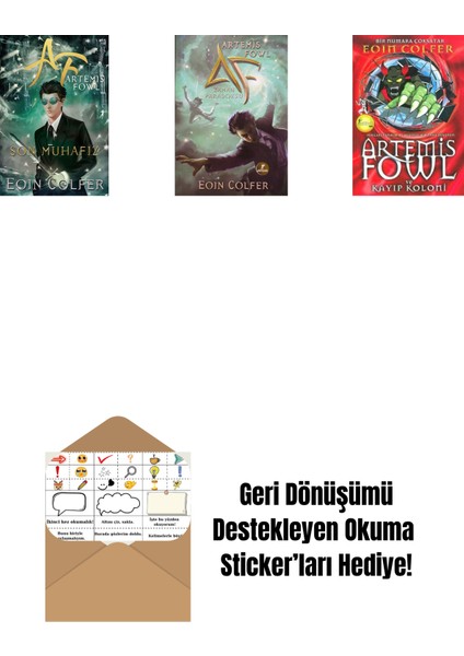 Artemis Fowl 8 - Son Muhafız + Artemis Fowl 6 - Zaman Paradoksu + Artemis Fowl 5 - Kayıp Koloni + Okuma Sticker'ları