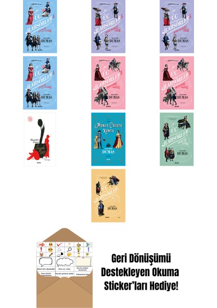 Alexandre Dumas 10 Kitap Set + Okuma Sticker'ları