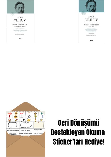 Anton Çehov Bütün Eserleri 14 (Ciltli) + Anton Çehov Bütün Eserleri 9 (Ciltli) + Okuma Sticker'ları