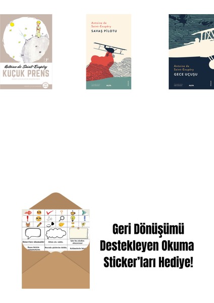 Küçük Prens + Savaş Pilotu + Gece Uçuşu + Okuma Sticker'ları