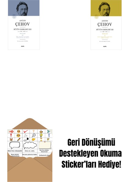 Anton Çehov Bütün Eserleri 13 (Ciltli) + Anton Çehov Bütün Eserleri 12 (Ciltli) + Okuma Sticker'ları