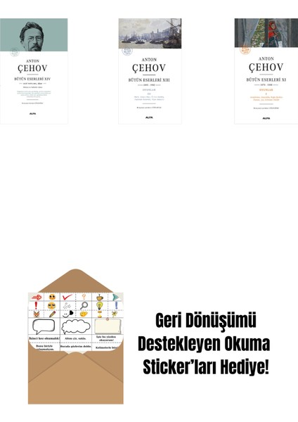 Anton Çehov Bütün Eserleri 14 (Ciltli) + Anton Çehov Bütün Eserleri 13 + Anton Çehov Bütün Eserleri 11 + Okuma Sticker'ları