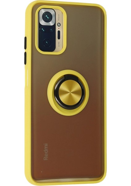 Newface Xiaomi Redmi Note 10 Kılıf Montreal Yüzüklü Silikon Kapak - Sarı fiyatları
