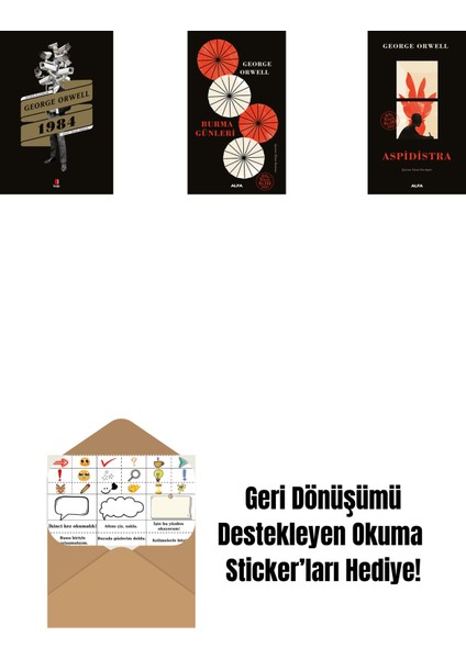 1984 + Burma Günleri (Ciltli) + Aspidistra + Okuma Sticker'ları