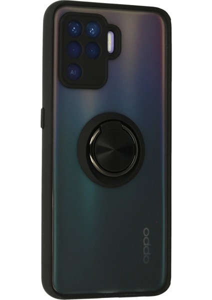 Newface Oppo Reno 5 Lite Kılıf Montreal Yüzüklü Silikon Kapak - Siyah fiyatları