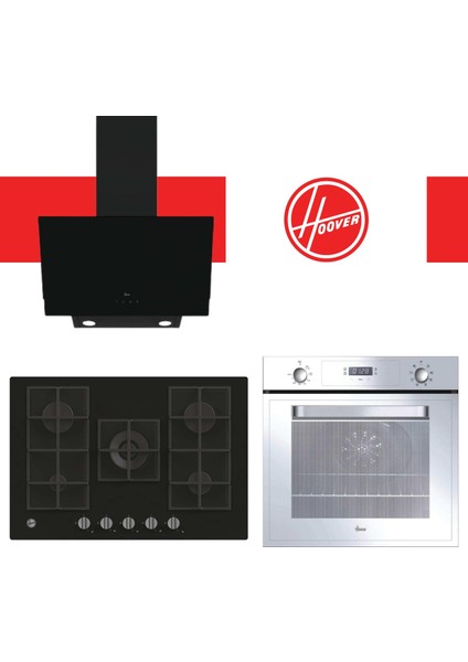 Torino Ankastre Set ( HOT3051WI/E Beyaz Fırın + HVG74K3B 75 cm Siyah Ocak + HDG6C2GBTK )