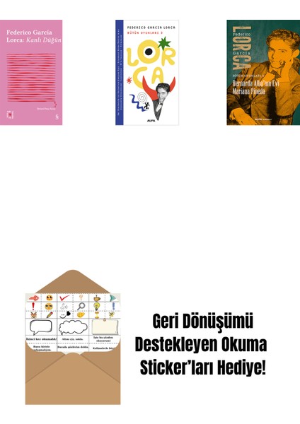 Everest Açıkhava 8 - Kanlı Düğün + Lorca Bütün Oyunları 3 + Bernarda Alba’nın Evi Mariana Pineda + Okuma Sticker'ları