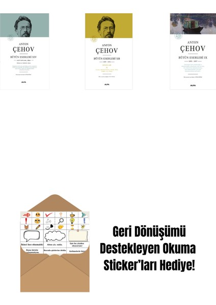 Anton Çehov Bütün Eserleri 14 (Ciltli) + Anton Çehov Bütün Eserleri 12 (Ciltli) + Anton Çehov Bütün Eserleri 9 + Okuma Sticker'ları