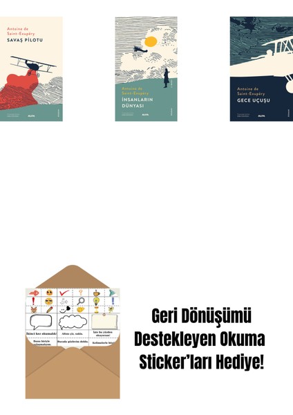 Savaş Pilotu + Insanların Dünyası + Gece Uçuşu + Okuma Sticker'ları