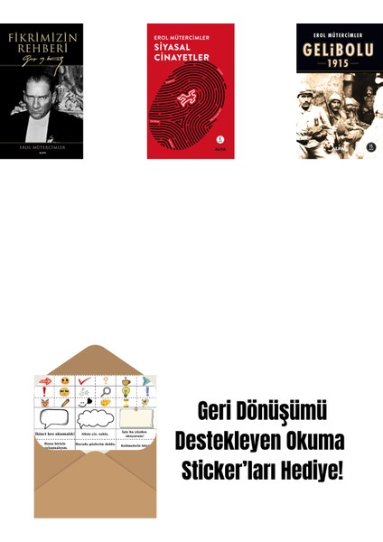Fikrimizin Rehberi (Ciltli) + Siyasal Cinayetler + Gelibolu 1915 + Okuma Sticker'ları