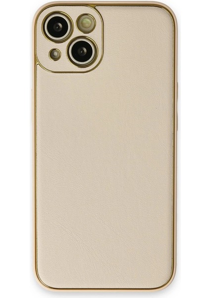 Newface iPhone 14 Plus Kılıf Coco Deri Silikon Kapak - Gold