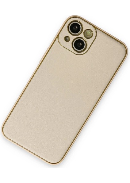 Newface iPhone 14 Plus Kılıf Coco Deri Silikon Kapak - Gold