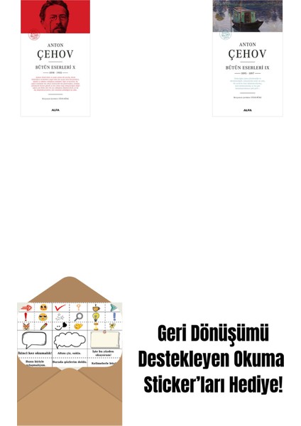 Anton Çehov Bütün Eserleri 10 (Ciltli) + Anton Çehov Bütün Eserleri 9 + Okuma Sticker'ları