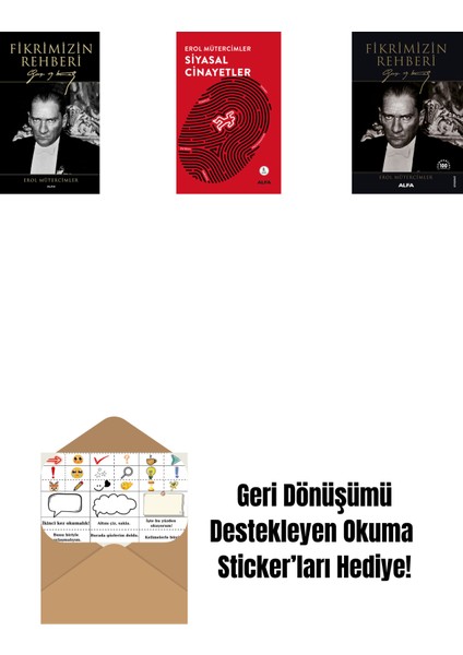 Fikrimizin Rehberi (Ciltli) + Siyasal Cinayetler + Fikrimizin Rehberi - Gazi Mustafa Kemal + Okuma Sticker'ları