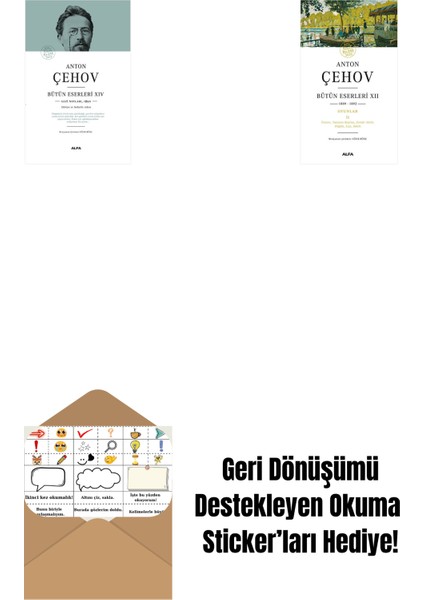 Anton Çehov Bütün Eserleri 14 (Ciltli) + Anton Çehov Bütün Eserleri 12 + Okuma Sticker'ları