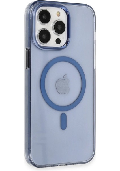 Newface iPhone 13 Pro Max Kılıf Tron Şeffaf Magsafe Kapak - Mavi