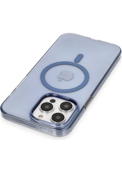 Newface iPhone 13 Pro Max Kılıf Tron Şeffaf Magsafe Kapak - Mavi