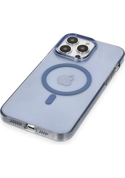 Newface iPhone 13 Pro Max Kılıf Tron Şeffaf Magsafe Kapak - Mavi