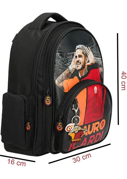 3 Bölmeli Mauro Icardi Suni Deri Okul Çantası + Beslenme Çantası + Kalemlik modelleri