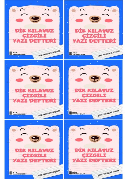 1. Sınıf Yeni Müfredata Uygun Dik Kılavuz Çizgili Yazı Defteri Büyük Boy (6 Adet)