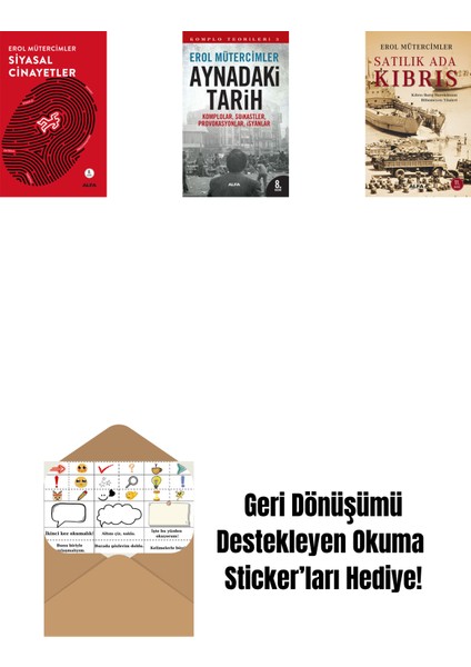 Siyasal Cinayetler + Aynadaki Tarih + Satılık Ada Kıbrıs + Okuma Sticker'ları