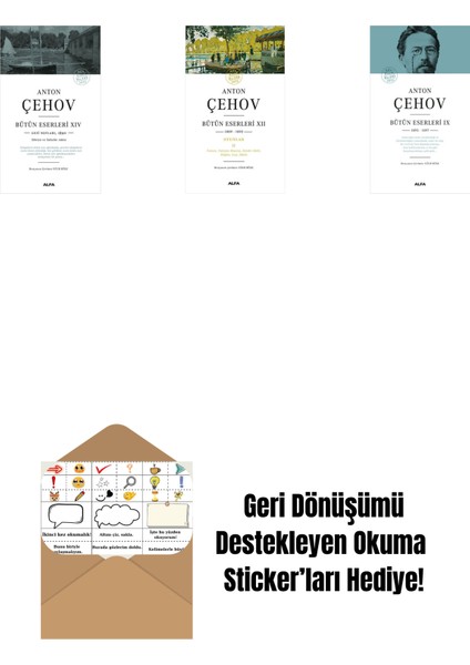 Anton Çehov Bütün Eserleri 14 + Anton Çehov Bütün Eserleri 12 + Anton Çehov Bütün Eserleri 9 (Ciltli) + Okuma Sticker'ları