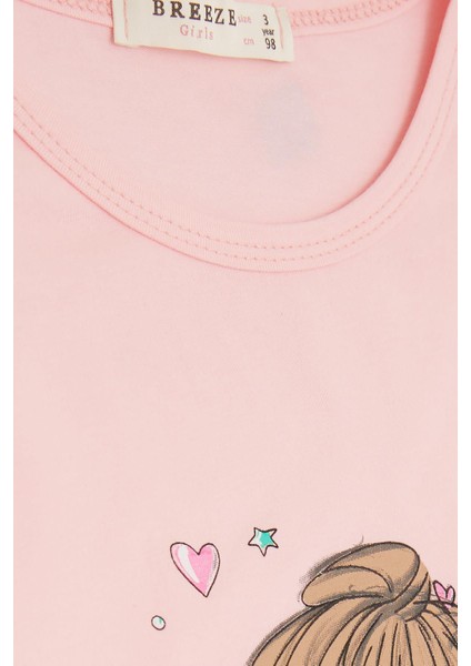 Kız Çocuk Tişört Çılgın Kız Baskılı Kolları Nakış Güpürlü 1.5-5 Yaş, Pembe indirimleri