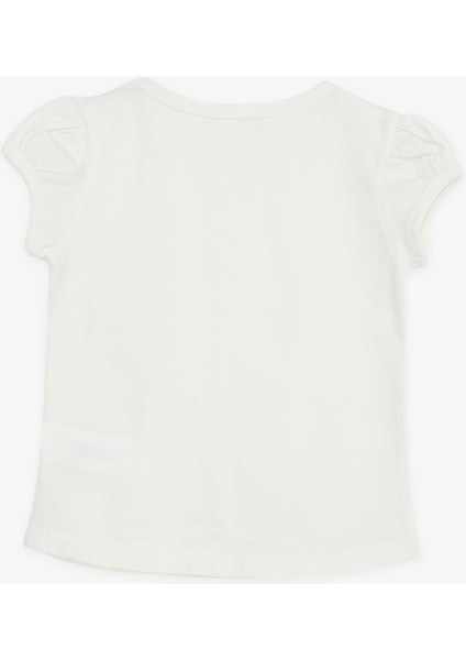 Kız Çocuk Tişört Cepli Güpürlü 3-7 Yaş, Ekru fırsatları