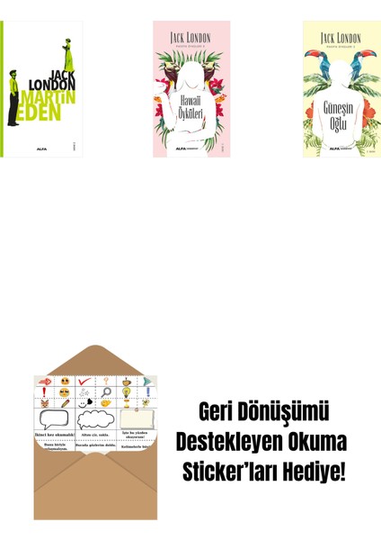 Martin Eden + Hawaii Öyküleri + Güneşin Oğlu + Okuma Sticker'ları