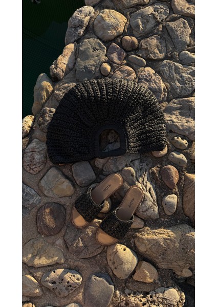 Hasır Siyah Düz Terlik