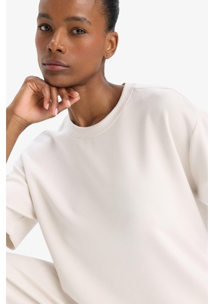 Fit Oversize Geniş Kalıp Bisiklet Yaka Modal Kısa Kollu Tişört D7127AX25SP modelleri