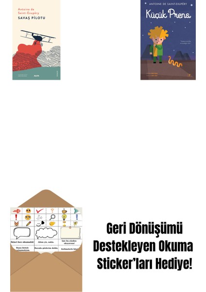 Savaş Pilotu + Küçük Prens (Ciltli) - Büyük Boy + Okuma Sticker'ları
