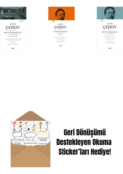 Anton Çehov Bütün Eserleri 14 + Anton Çehov Bütün Eserleri 11 (Ciltli) + Anton Çehov Bütün Eserleri 9 (Ciltli) + Okuma Sticker'ları