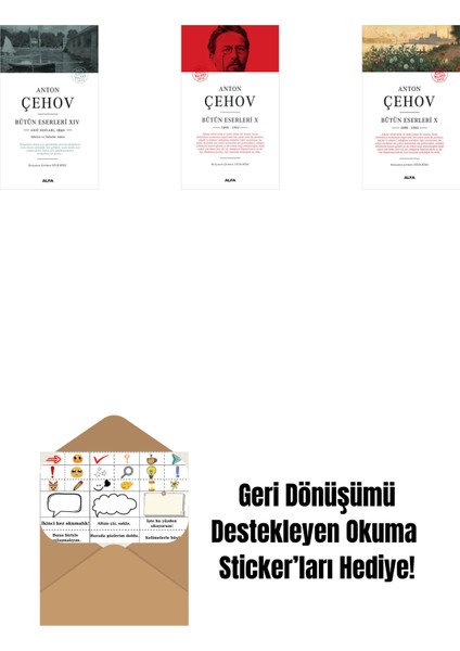 Anton Çehov Bütün Eserleri 14 + Anton Çehov Bütün Eserleri 10 (Ciltli) + Anton Çehov Bütün Eserleri 10 + Okuma Sticker'ları