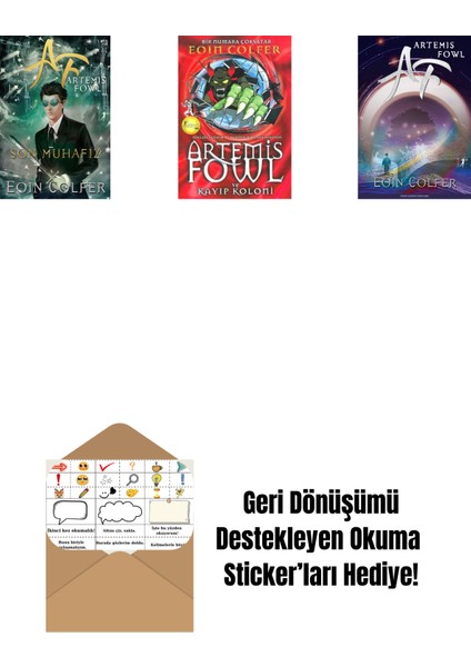 Artemis Fowl 8 - Son Muhafız + Artemis Fowl 5 - Kayıp Koloni + Artemis Fowl 1 + Okuma Sticker'ları