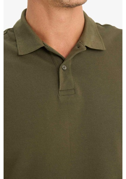 %100 Pamuk New Regular Fit Basic Düz Uzun Kollu Dokulu Pike Polo Tişört D7530AX25SP