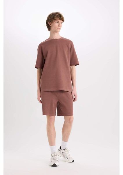 %100 Pamuk Regular Fit Düz Paça Şort E0442AX25SM