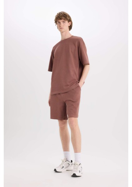 %100 Pamuk Regular Fit Düz Paça Şort E0442AX25SM