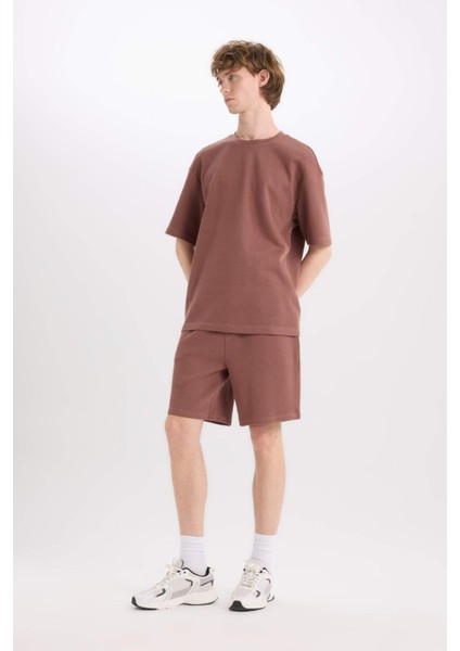 %100 Pamuk Regular Fit Düz Paça Şort E0442AX25SM