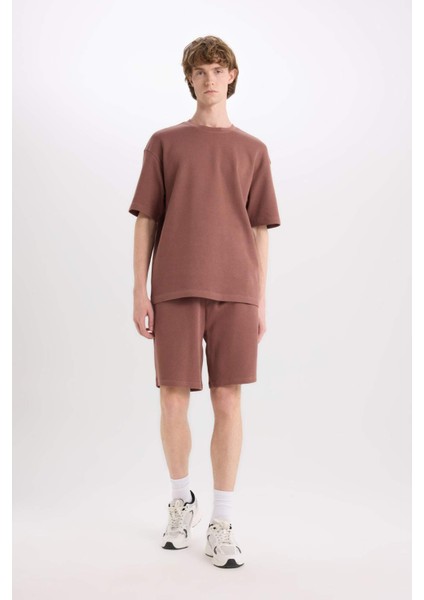 %100 Pamuk Regular Fit Düz Paça Şort E0442AX25SM