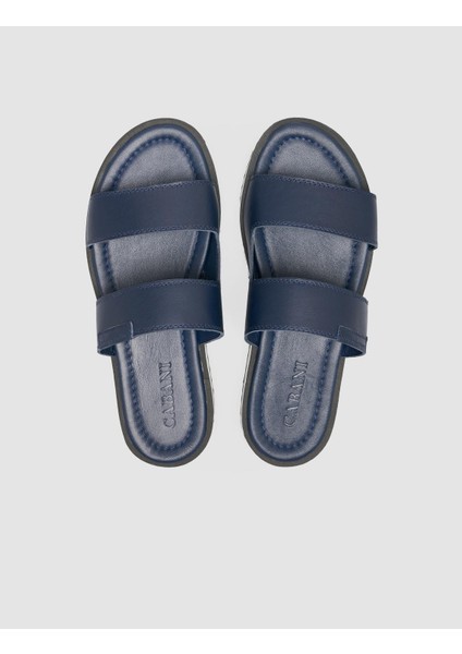 %100 Hakiki Deri Lacivert Bantlı Erkek Terlik fırsatları