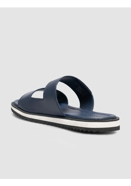 %100 Hakiki Deri Lacivert Bantlı Erkek Terlik indirimleri