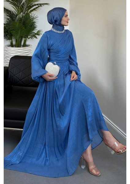 Cyrus Boynu Taşlı Mavi