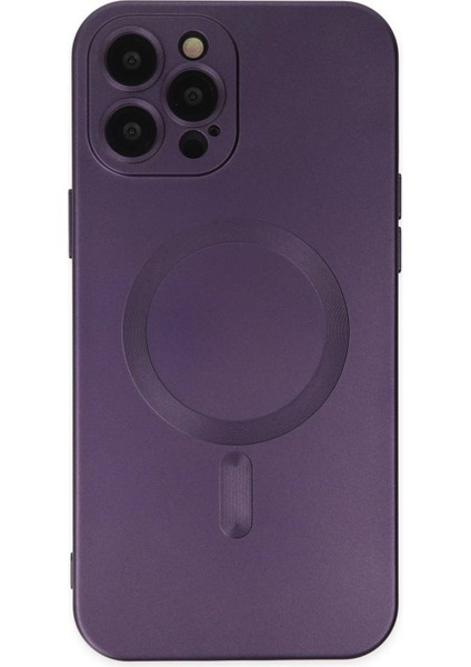 Newface iPhone 12 Pro Max Kılıf Moshi Lens Magneticsafe Silikon - Mor