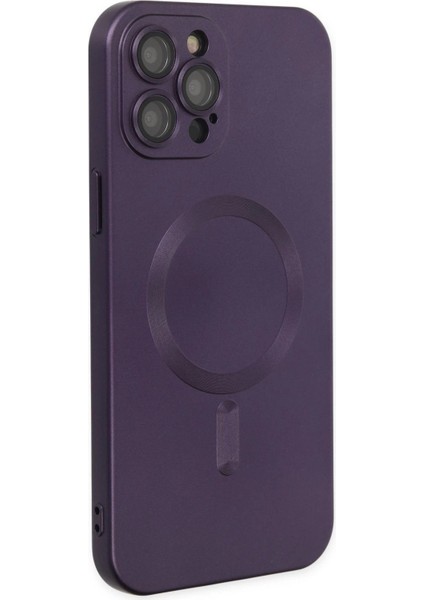 Newface iPhone 12 Pro Max Kılıf Moshi Lens Magneticsafe Silikon - Mor