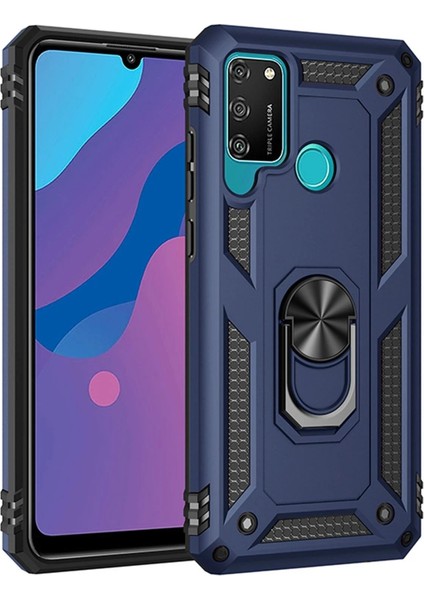 Newface Huawei Y6P Kılıf Sofya Yüzüklü Silikon Kapak - Lacivert