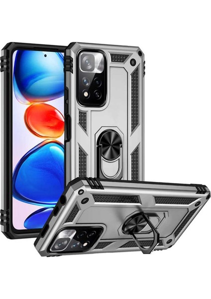 Newface Xiaomi Redmi Note 11 Pro Plus 5g Kılıf Sofya Yüzüklü Silikon Kapak - Gümüş