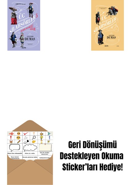 Üç Silahşörler 5 - Demir Maskeli Adam + Üç Silahşörler (Ciltli) + Okuma Sticker'ları