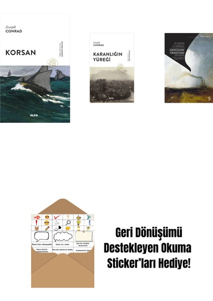 Korsan + Karanlığın Yüreği + Denizden Yansıyan + Okuma Sticker'ları